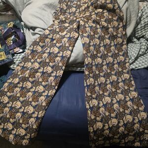 Dressed in LALA Navy and Tan Bear Jacquard Wide Leg Pants